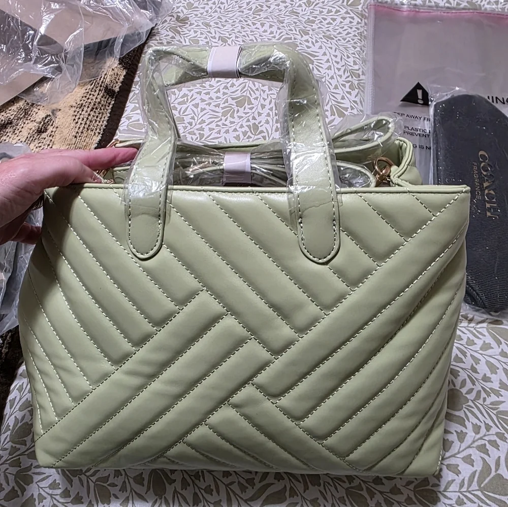 Cavalli Class Quilted Satchel in Light Green